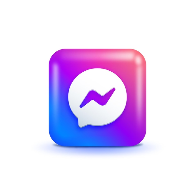 3d messenger logo social media icon and button