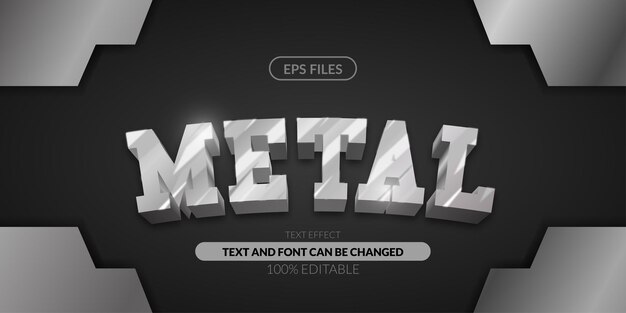 Effetto di testo modificabile in metallo 3d in acciaio.