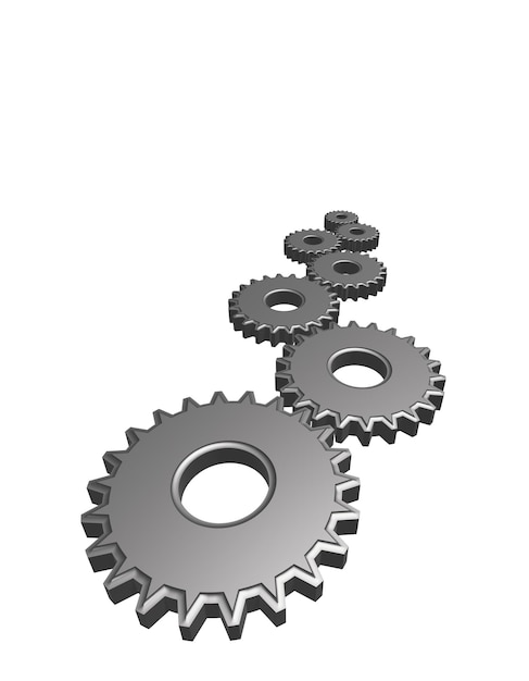 3D metalen Gears 3D illustratie Teamwork bedrijfsontwikkelingsconcept Mechanisme wielen logo