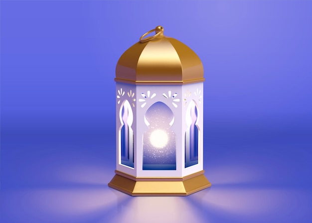 Vector 3d metalen ramadan lantaarn