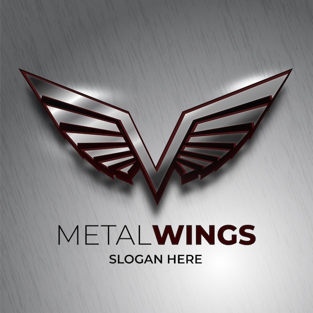 3d metalen vleugels letter v logo afbeelding