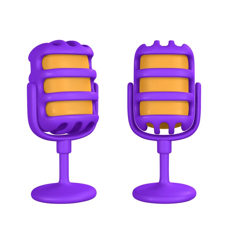 Vector 3d microphone for radio music or karaoke audio equipment for broadcasts and interviews in cartoon style vector illustration