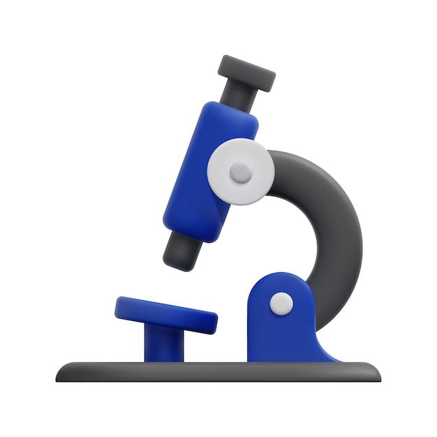 3D-microscoop pictogram vector geïsoleerd op witte achtergrond 3D-wetenschap chemie en onderwijs concept Cartoon minimalistische stijl 3D-microbiologie vergrootglas gereedschap pictogram vector render illustratie