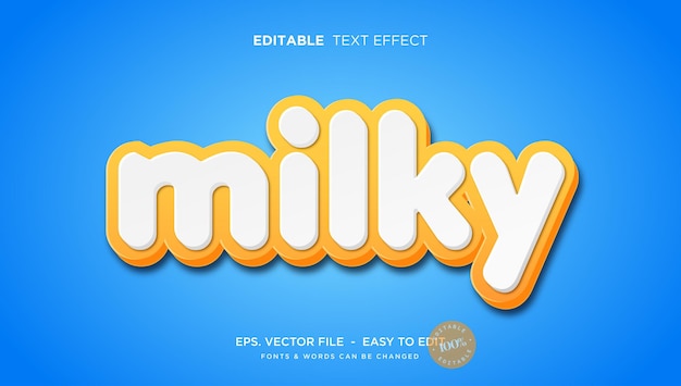 Vector 3d milky editable tetxt effect