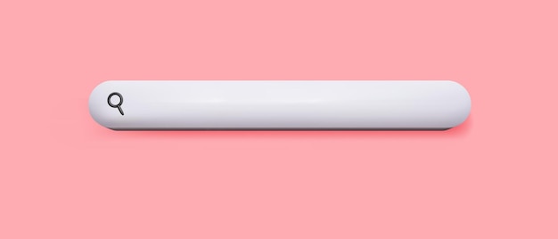 Vector 3d minimal blank search bar on pink background. web search concept.