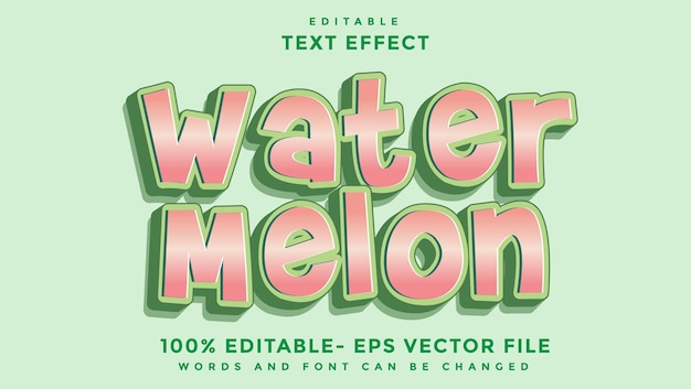 Vector 3d minimal gradient word water melon editable text effect design template effect saved in graphic style