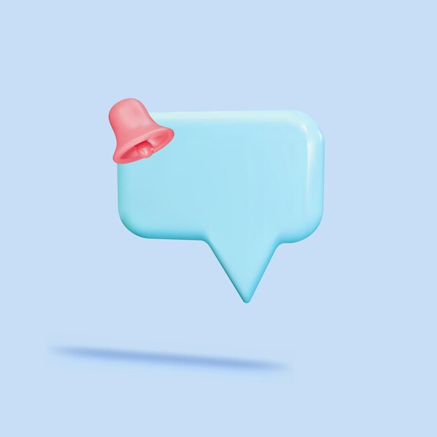 Vector 3d minimal magenta chat bubble on pink background with empty reminder push notification icon