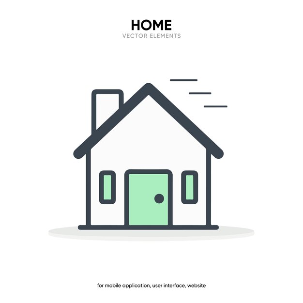 3d Minimal modern home homepage base main page house push button icon emblem symbol sign