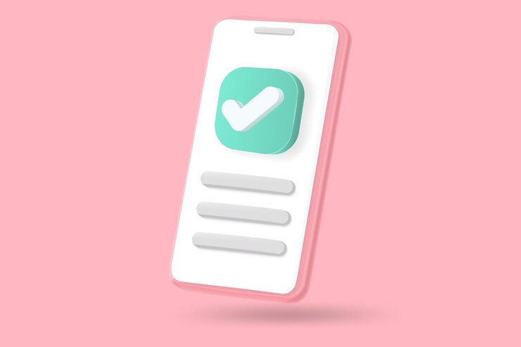 Vector 3d minimal pay money with mobile phone banking online payments concept with approved sign