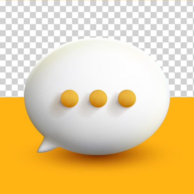 3d minimal white chat bubbles on yellow transparent background