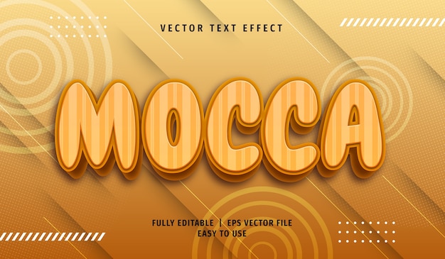 Вектор Текстовый эффект 3d mocca, редактируемый стиль текста