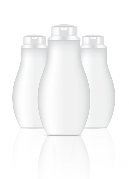 Vector 3d mock up realistic white cosmetic bottles