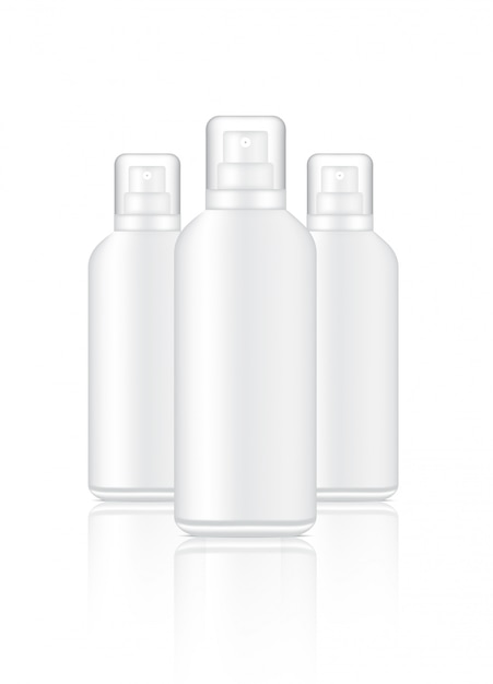 3D Mock up Realistic White Spray Cosmetic Bottles