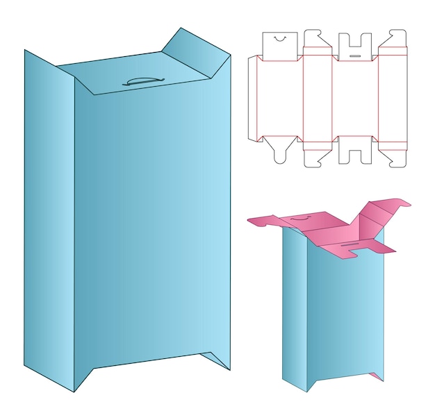 3D-mockup van het ontwerp van de template voor de verpakking van de doos