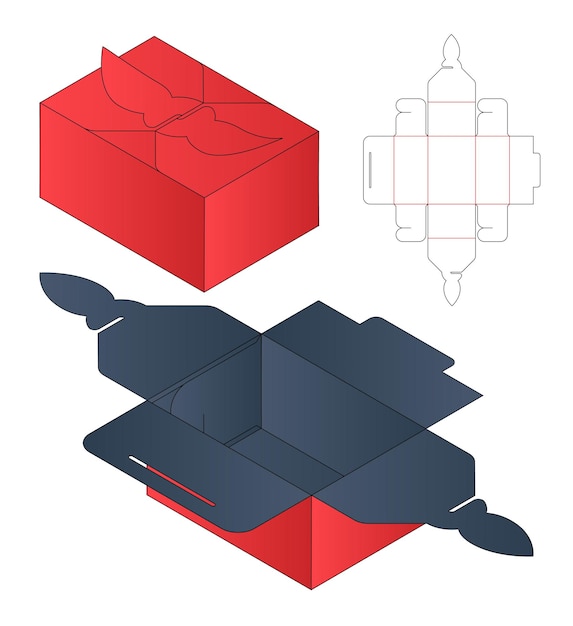 3D-mockup van het ontwerp van de template voor de verpakking van de doos
