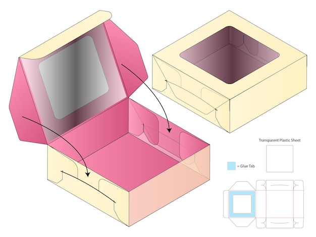 3D-mockup van het ontwerp van de template voor de verpakking van de doos