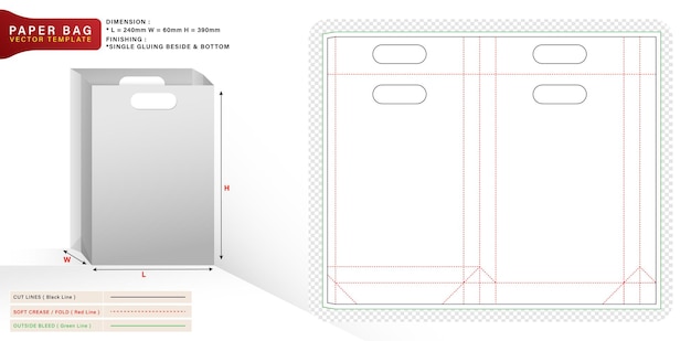 Vector 3d mockup vectorillustratie van gestanste papieren zakken sjabloonontwerpen voor productcompartimenten