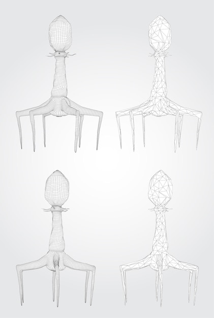 3d model of a bacteriophage, an artificial microorganism for the treatment of deadly diseases. future of medicine