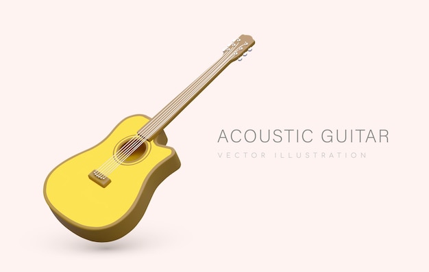 3D modern acoustic guitar with sound hole Concept for music festival rock party