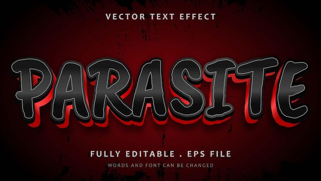 3d Modern Black In Red Word Parasite Editable Text Effect Design Template