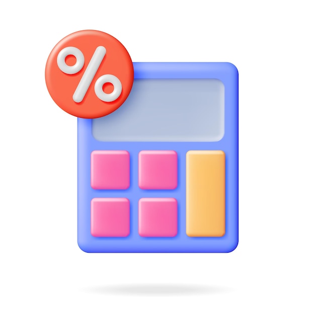 3D Modern Calculator with Percentage Sign