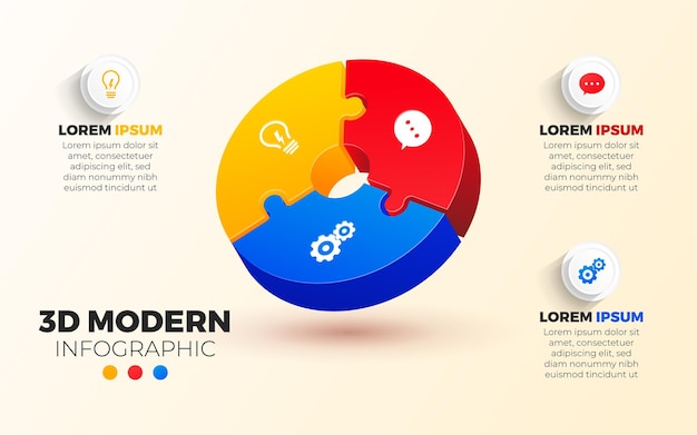 3d concetto creativo moderno per infografica. diagramma con 3 passaggi