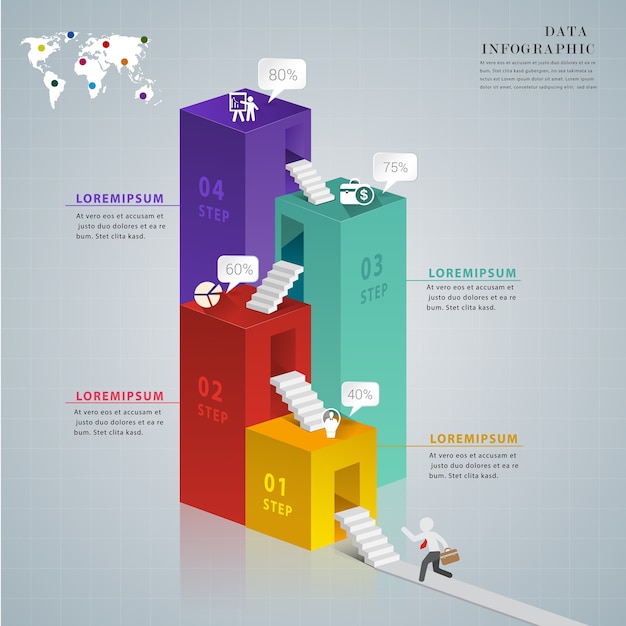 Vector 3d modern design for business infographic 4 options.