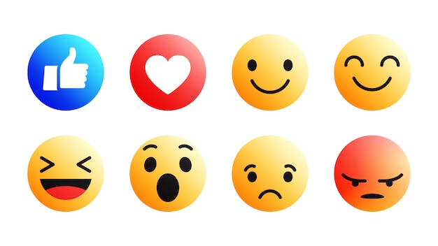 Набор 3d современных иконок facebook emoji