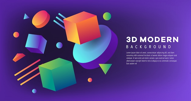 3D modern geometric colorful background design