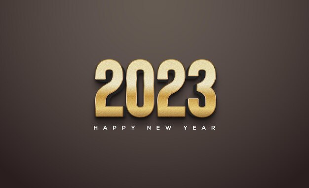 3d moderno felice anno nuovo 2023 con colore oro