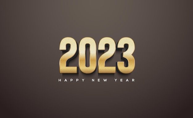 3d moderno felice anno nuovo 2023 con colore oro