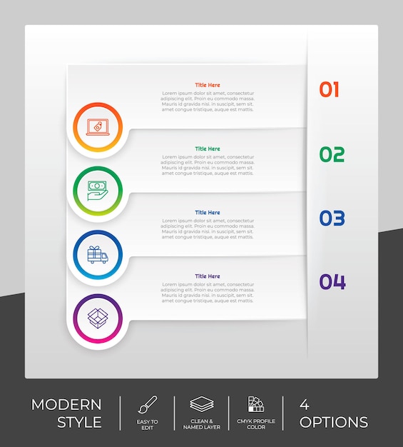 Opzione moderna 3d infografica quadrata con concetto di effetto carta per la finanza aziendale l'infografica opzionale può essere utilizzata per la presentazione di brochure e marketing