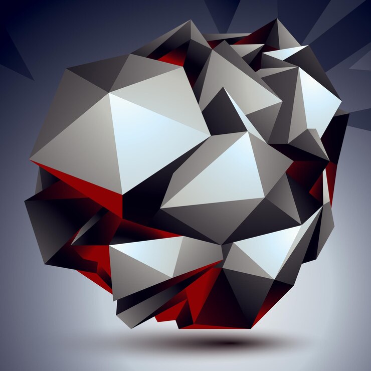 Vector 3d modern stylish abstract construction, origami facet object constructed from different geometric parts.