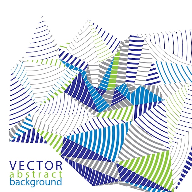3d modern stylish abstract stripy vector background, origami facet object constructed from different geometric parts.