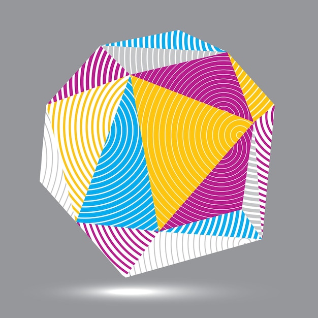 3D modern stylish abstract stripy vector construction, origami facet object constructed from different geometric parts.