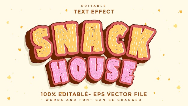 Vettore 3d modern word snack house effetto di testo modificabile effetto di progettazione salvato in stile grafico