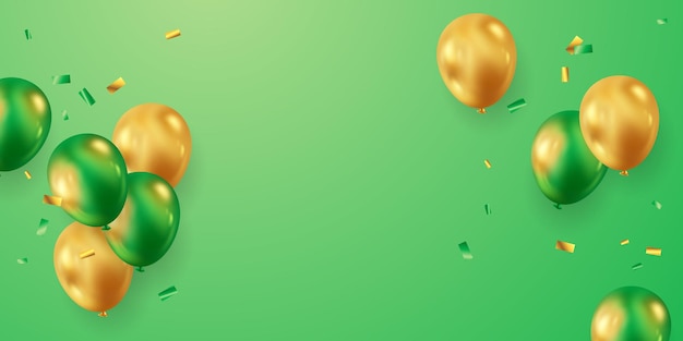 3D-mooie groene ballon ontwerp achtergrond banner sjabloon vectorillustratie