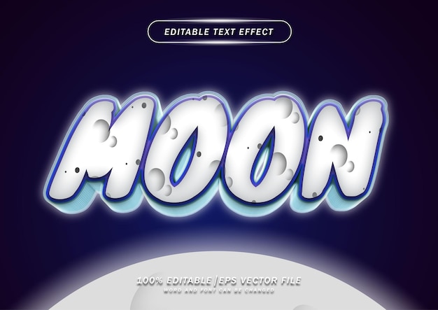 3d moon text style editable effect