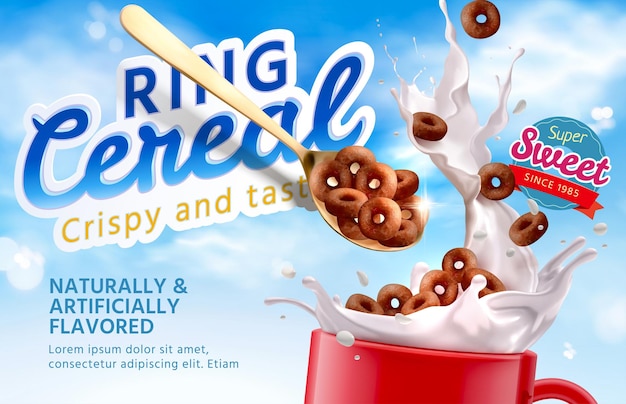 3d morning ring cereal ad banner