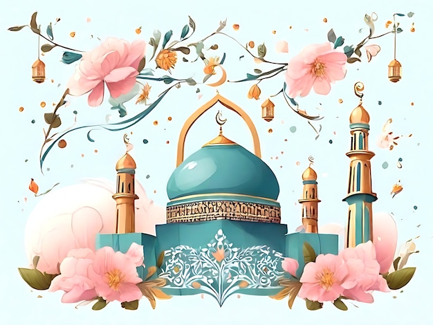 3d mosque on the stage Illustration