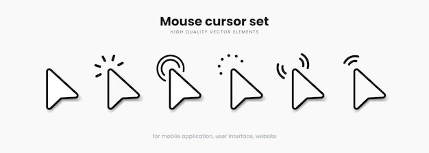 Vector 3d mouse click cursor hand cursor click icon mouse pointer arrow cursor pointer hand click button.