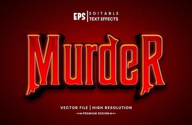 Шаблон макета в стиле слоя с редактируемым текстовым эффектом 3d murder