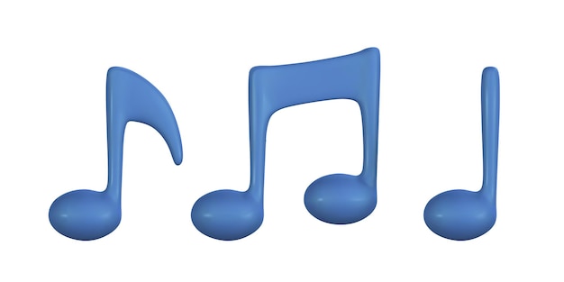 3d music note for music concept design in plastic cartoon style Vector illustration