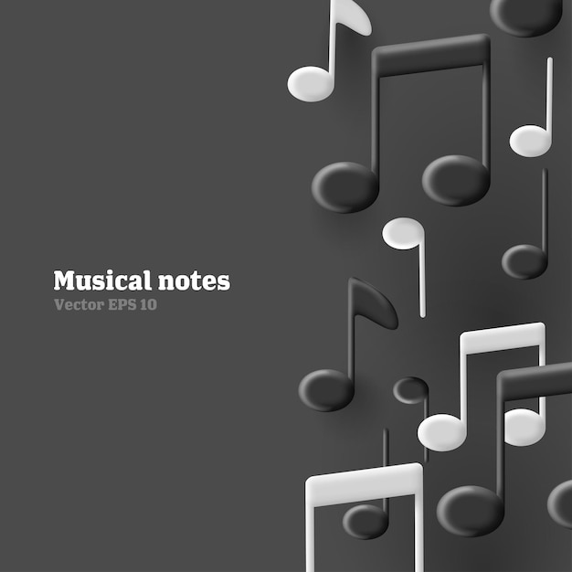 3d music sound notes black and white composition decoration