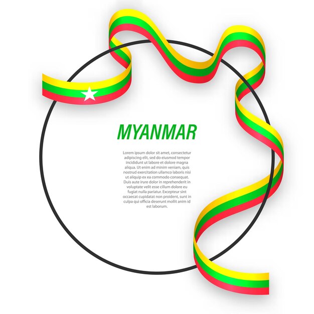 3d Myanmar with national flag. 