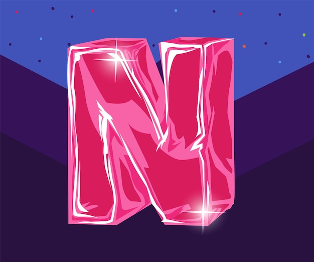 3d n roze letter alfabet vectorillustratie