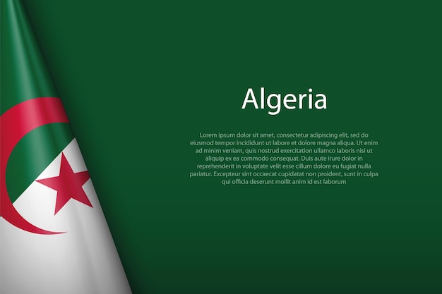 3d national flag Algeria isolated on background with copyspace