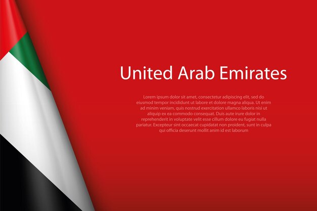 3d national flag united arab emirates isolated on background with copyspace