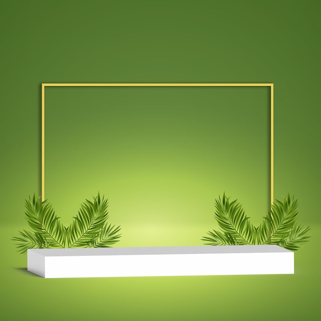 Vector 3d natural product podium with leaves