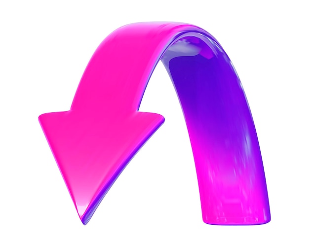 3D neon arrow in plastic cartoon style on isolated background Infographic or business concept Vector